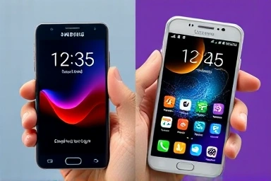 Default vs. customized Samsung Galaxy lock screen clock.